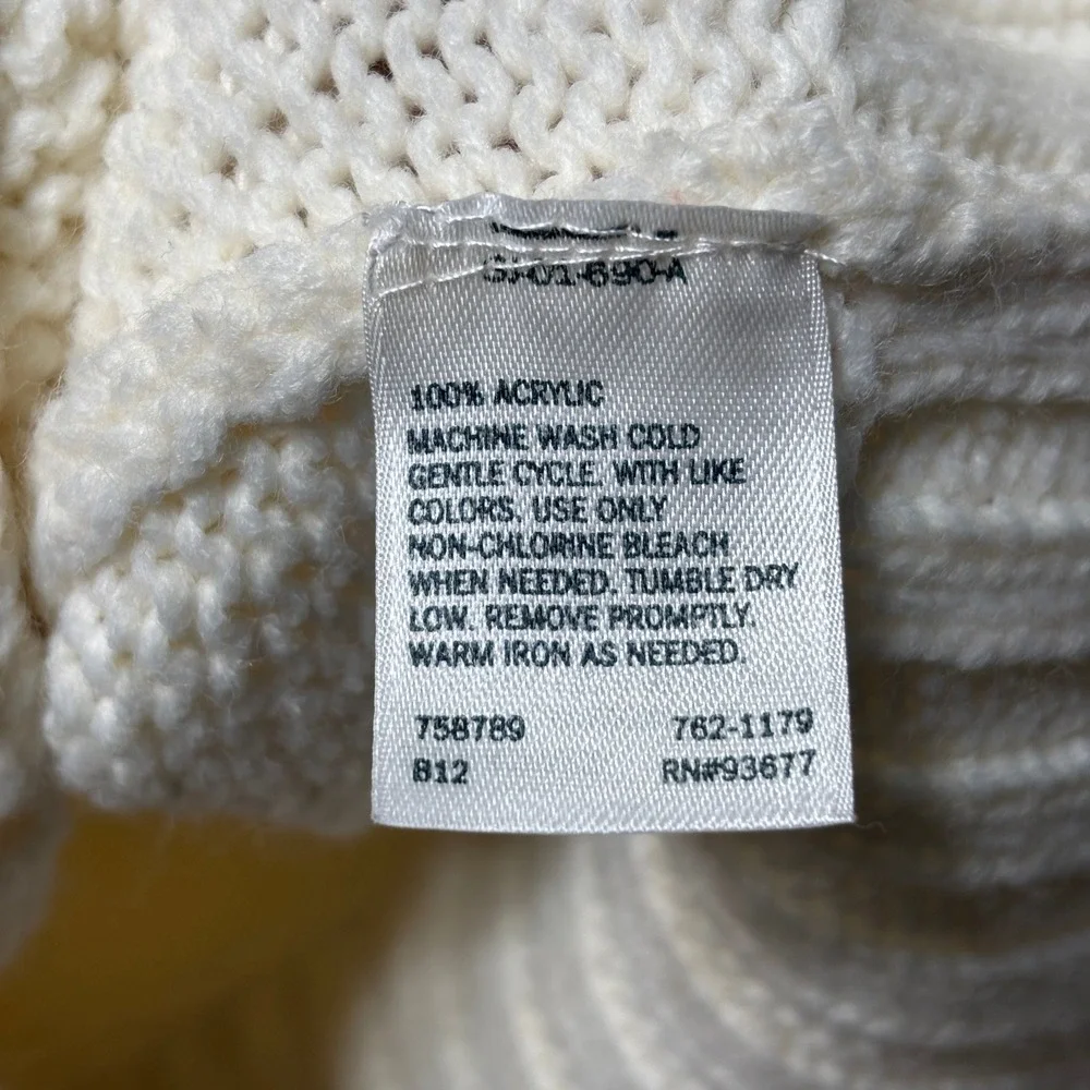 St Johns Bay Cream Cable Knit Shawl Collar Cardigan Sweater‎ PS